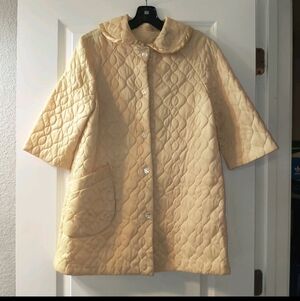 Vtg 60s Gaymode JCPenney Quilted Bed Jacket Yellow Butterfly Robe Peignoir SM